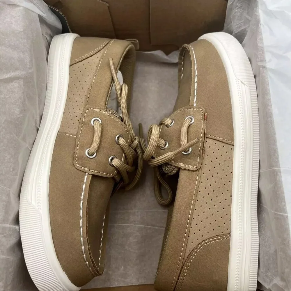 Sperry Youth Boy's Boat Shoes Size 1 Brown/Beige Lightweight & Comfortable